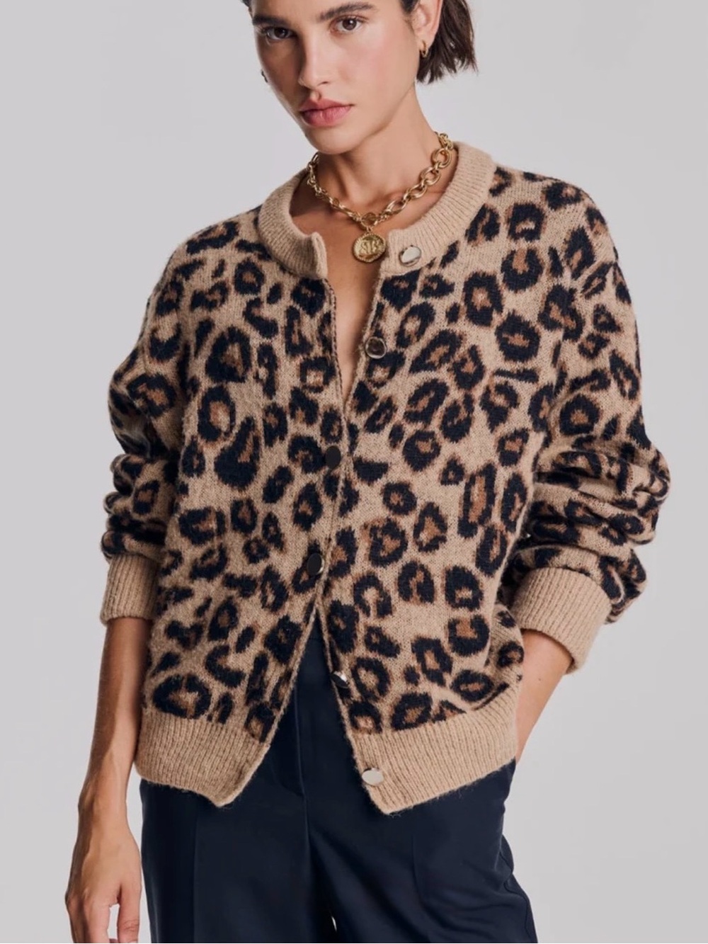 Balzac Idol Leopard Cardigan Sweater